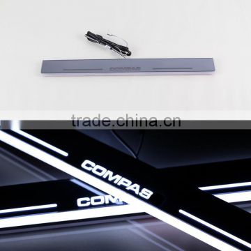 Car LED Flash Door Sills Moving Scuff Plate Light For Jeep Compass 2011 2012 2013 2014 2015