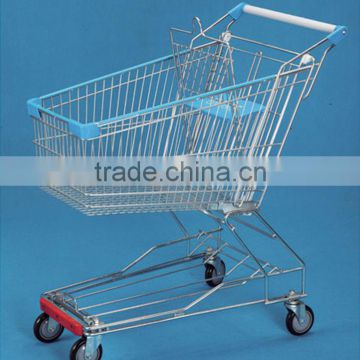 Asian style wire chromed supermarket shopping trolley