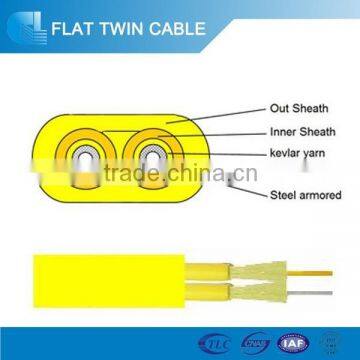 Single mode or mulimode jumper flat twin duplex armored indoor fiber optic cable GJFJBV