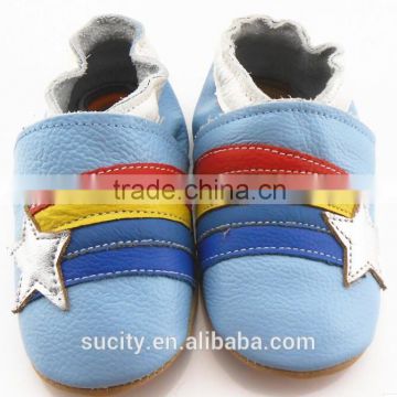 2015 newest soft sole genuine leather toddler baby shoes with star pattern