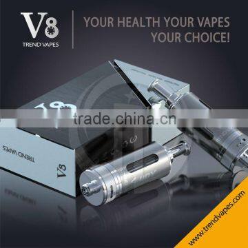 2014 Newest Stainless Steel glass Clearomizer With Bottom Dual Coil Ijoy V8 Adjustabl Airflow V8