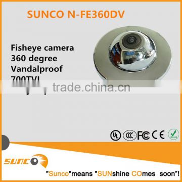 360 degree vandalproof fisheye dome cctv camera, light and easy to install, with its engineering metal housing