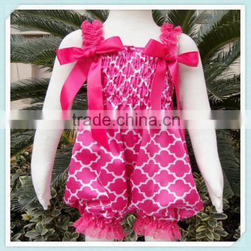 China Lace Trim Petti Bubble Romper Child Baby Knickers Quatrefoil Jumpsuit for Children Custom Clothing Newborn Baby Romper
