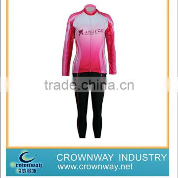 Fashionable pink women long sleeve cycling jersey