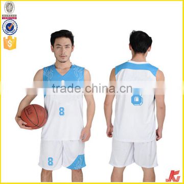 100% polyester Blank basketball jersey apparel blue/white men sports t shirt