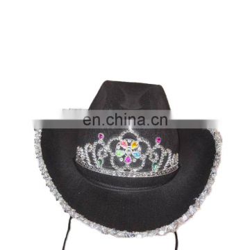 MCH-1478 Party Carnival funny cheap black crown cowgirl felt Hat