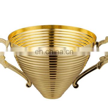 Fashion custom metal trophy parts cup with handles