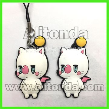 Custom pvc soft cartoon animal figure pendant for bag mobile phone