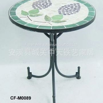 outdoor mosaic with metal table