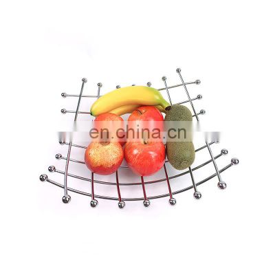 China New Style Storage Kitchen Organizer Wholesale Metal Silver Steel Fruit Basket