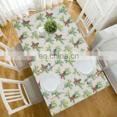 Custom polyester printing tablecloth red table cloth for Christmas