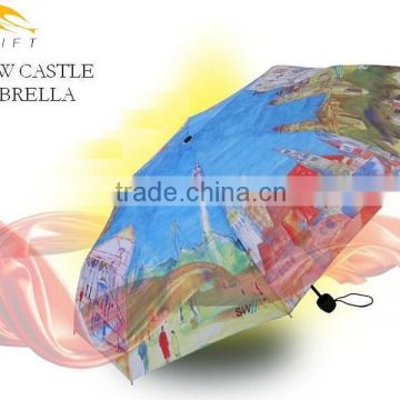 new castle pattern printing umbrella custom full print gift umbrella