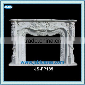 hand carved white marble decorative fireplace frame