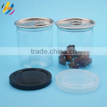 Food grade clear easy open plastic food container pop can packaging