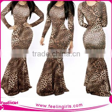 Eco-Friendly Elegant Leopard Printed Maxi Sexy Bodycon Dress