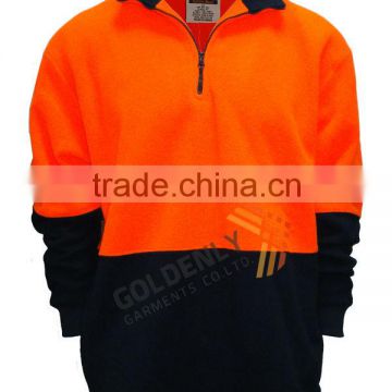 Promotional Safety fleeve sweater/long sleeves/collar with zipper
