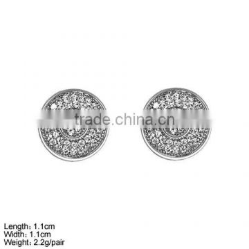 GZL-0016 925 Silver Jewelry Stud Earring with CZ Stone Round stud earrings