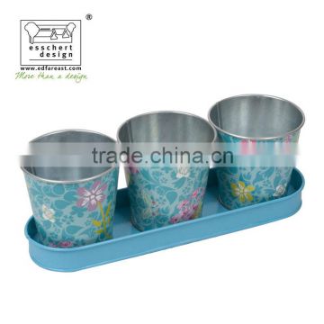 brand printed zinc galvanized decorative flower pot holders on a saucer maui charm print