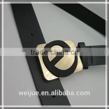 Fashionable leather belt with letter buckle for women