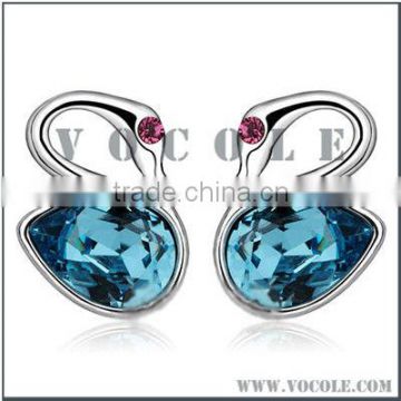 Goose shape crystal diamond metal alloy earrings