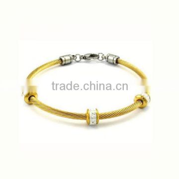 Gold steel cable bangles crystal beads charm half bangle bracelet modern bangles and bracelets changeable bangle bracelet LB8398
