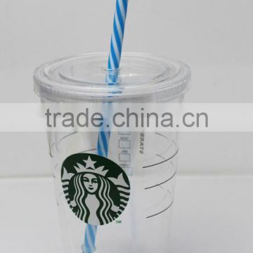 Hard striped plastic colored drinking straws