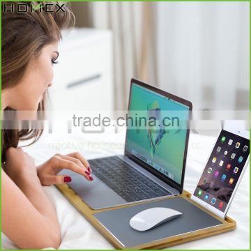 Light Bamboo Laptop Bed Table with Aluminum Mouse Pad Desk/Homex_FSC/BSCI Factory