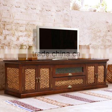 Sideboard tv QATAR with waterhyacinth frame door teak wood furniture
