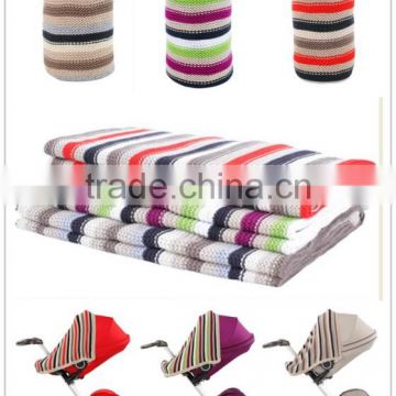 Wholesale Price Knitted Blanket, Colorful Stripe Knitted Baby Blanket, Handmade Knitted Throw Blanket