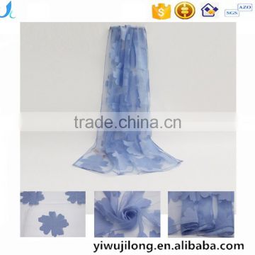 Transparent flower Silk lady neck scarf for custom