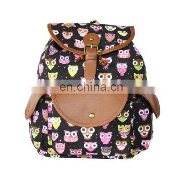 Wholesale canvas Korea owl printing school backpack