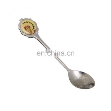 Hot Sale India Style And Flower Pattern Collective Souvenir Custom Changeble Domed Logo Metal Spoon