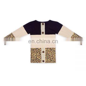 Girl Cheetah Lace Shirt Girls Blouses T-shirt New Casual Shirt Design