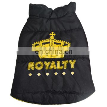 fashion design thick puffy winter with fleece inside dog clothes jackets black pet coat