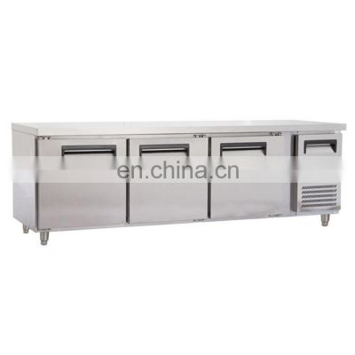 Restaurant Kitchen stainless steel counter top refrigerator freezer