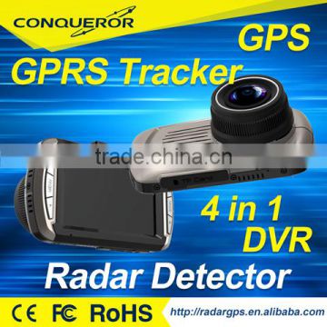 Taiwan 3 inch 4 in 1 car camera GPS tracking G Sensor car DVR and radar detector