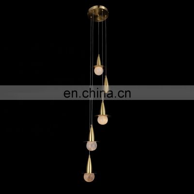 Living room decorative gold luxury led pendant light hotel modern hanging lamp stairwell large long k9 crystal chandelier