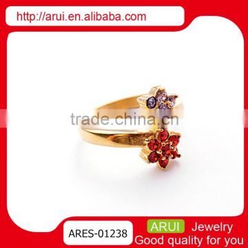 Alibaba in russian red stonne jewely twins flower diamond finger rings