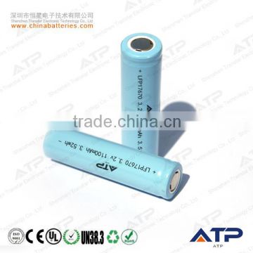 Alibaba rechargeable 17670 3.2v lifepo4 battery / 3.2v 1100mah 17670 battery / 1100mah lifepo4 cell 17670