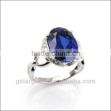 925 Sterling Silver Created Blue Sapphire Ring