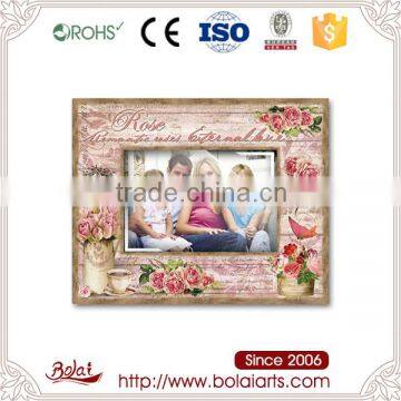 Pink roses and butterfly warm photo picture frame for living room
