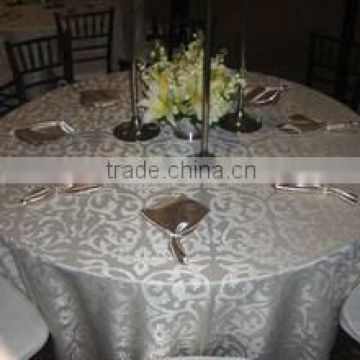 Superb Polyester Taffeta flocking table cloth,table overlay,table runner for weddings                        
                                                Quality Choice