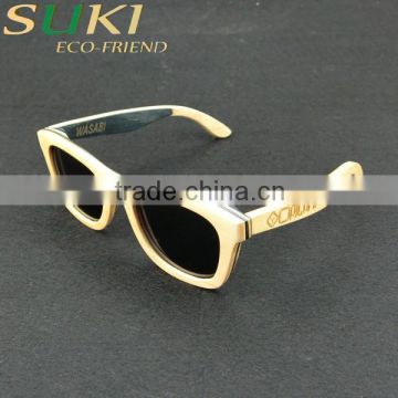 2016 colorful OEM customized design skateboard wood frame sunglasses