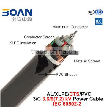 Al/XLPE/Cts/PVC power cable 3.6/7.2Kv 2x25mm2