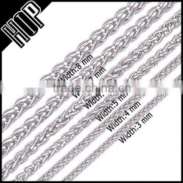 Fashion top sale stainless steel silver Braided chain