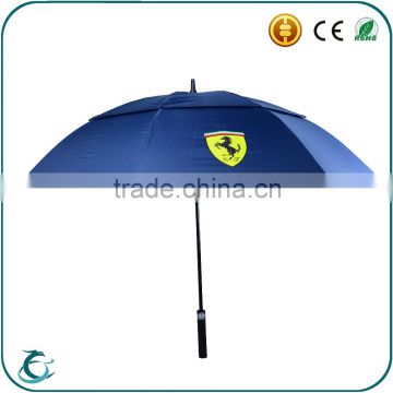 High quality custom double layer windproof fiberglass golf umbrella