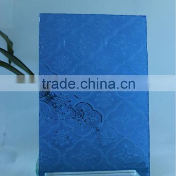 3mm Blue Floar Patterned glass