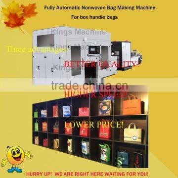 Very Low Price Full Automatic Nonwoven Box Handle Bag Making Machine(Kings brand)
