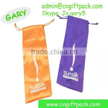 Custom Printed Satin Drawstring Bags for Bundle Hair Packaging