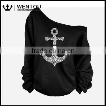 Wholesale New 2016 Women Autumn Sweatshirts One Piece Anchor Print Long-Sleeved Pullovers Top S-XL